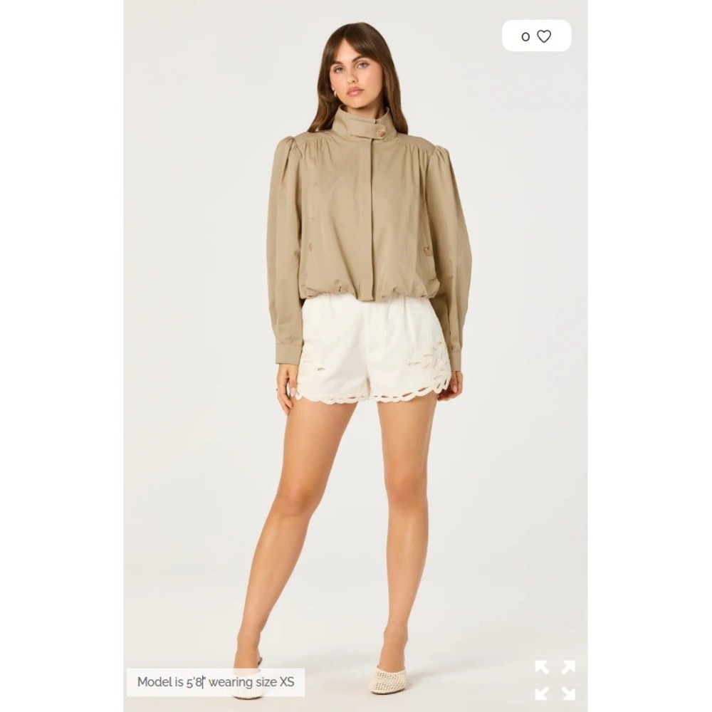ASTR Estero Gathered Sleeve Bomber Jacket Women Small Beige NWOT - Picture 3 of 11